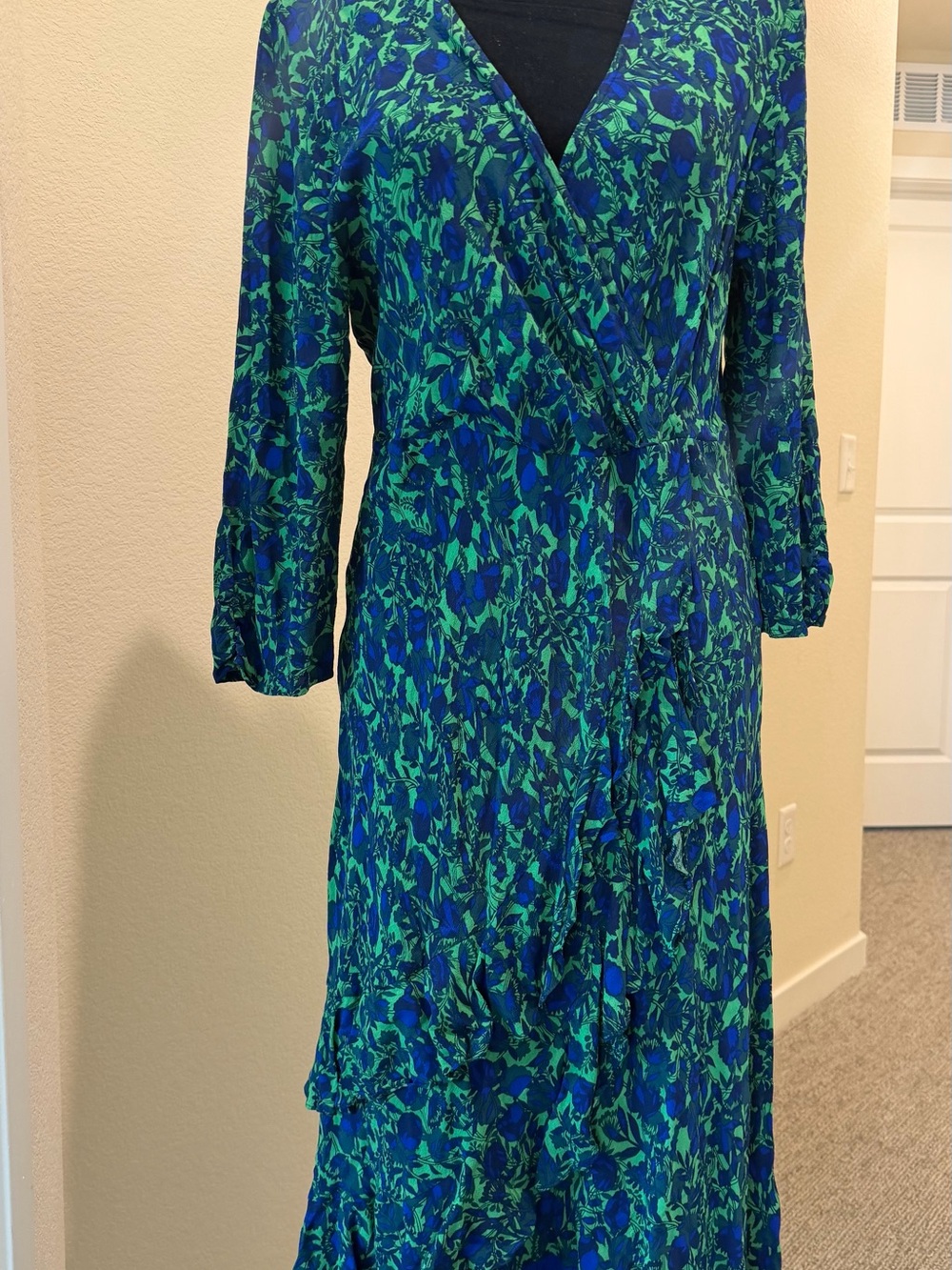 Maeve Green & Blue Floral Wrap Maxi Dress